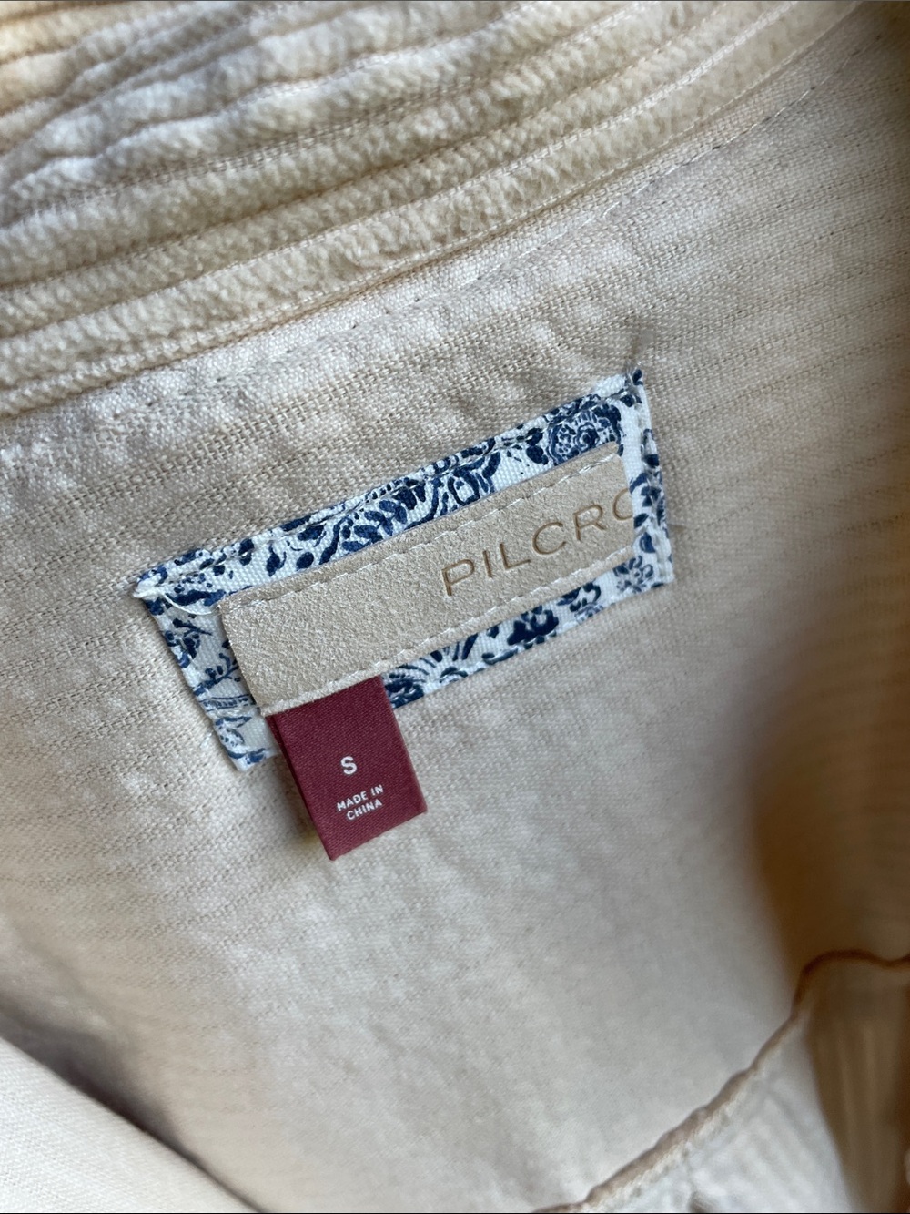 Pilcro Anthropologie Easy Going Cream Corduroy Jacket 100% cotton Small - Picture 8 of 12